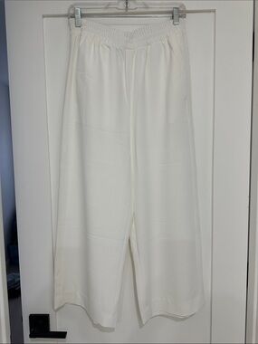 H&M Wide-Leg Elastic Waist Pants in White